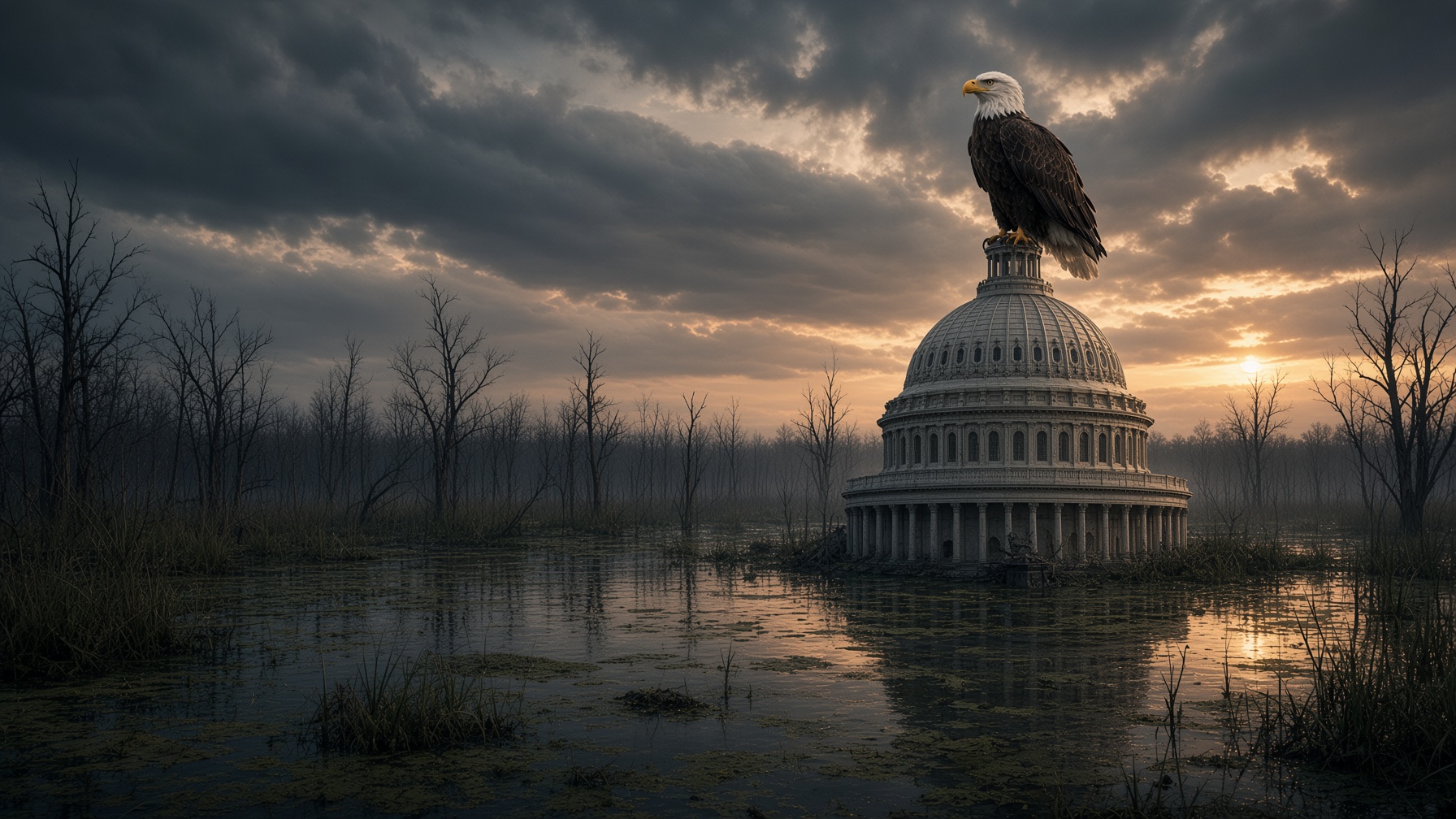 Eagle on the Capitol in the swamp